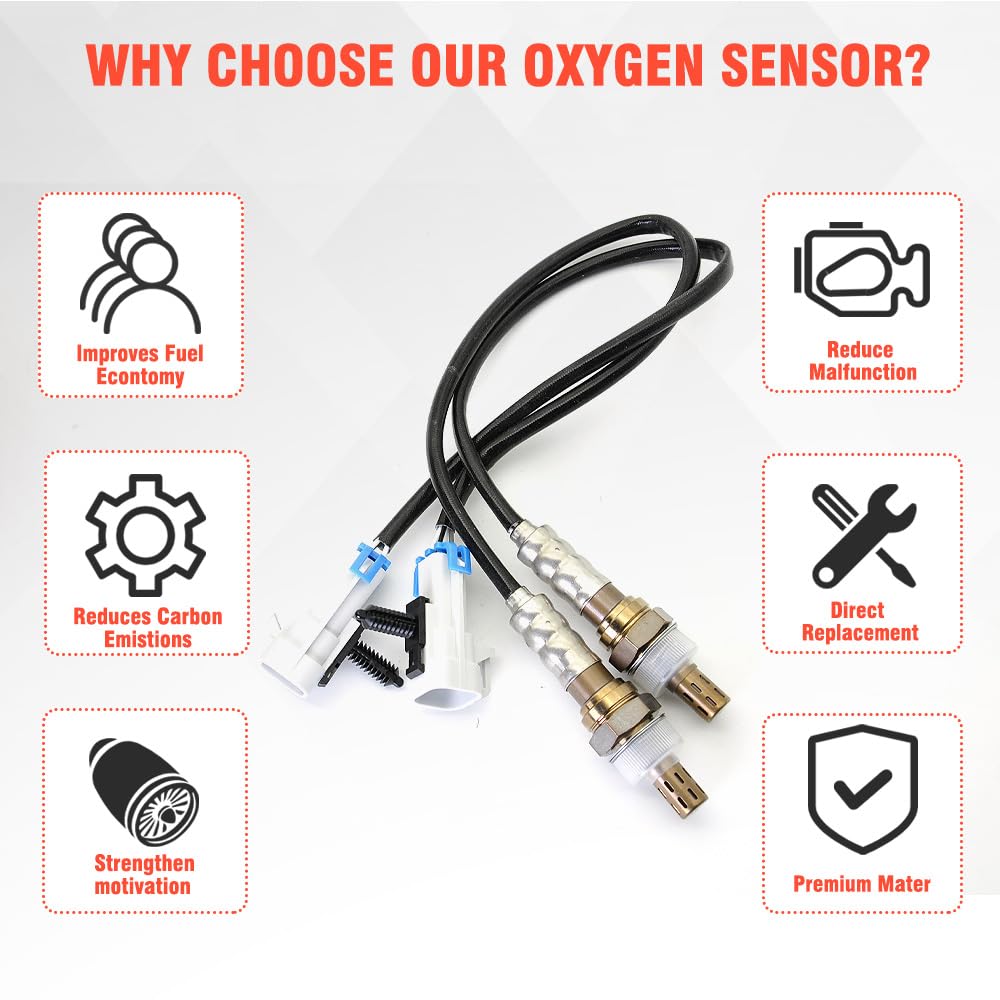 4Pcs Oxygen Sensor 234-4668 234-4256 Upstream or Downstream O2 Sensor Compatible with Chevy Avalanche Escalade Buick Cadillac CTS-V Escalade ESV EXT Silverado 1500 2500 3500 GMC Acadia Envoy Yukon