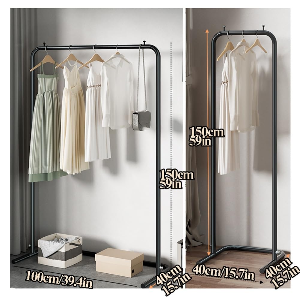 Przemysłowa garderoba w kształcie litery U, organizer podłogowy z czarnej stali na ubrania, wytrzymała nośność 60 kg, stylowy wieszak na ubrania, 120 x 40 x 150 cm, idealny do domu i biura