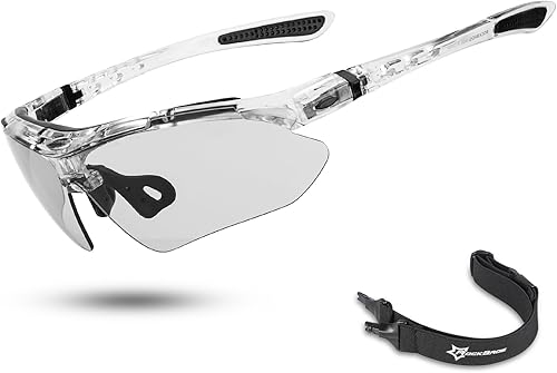 ROCKBROS Gafas de sol deportivas fotocromáticas para hombre, gafas de sol de ciclismo MTB, con banda elástica extraíble