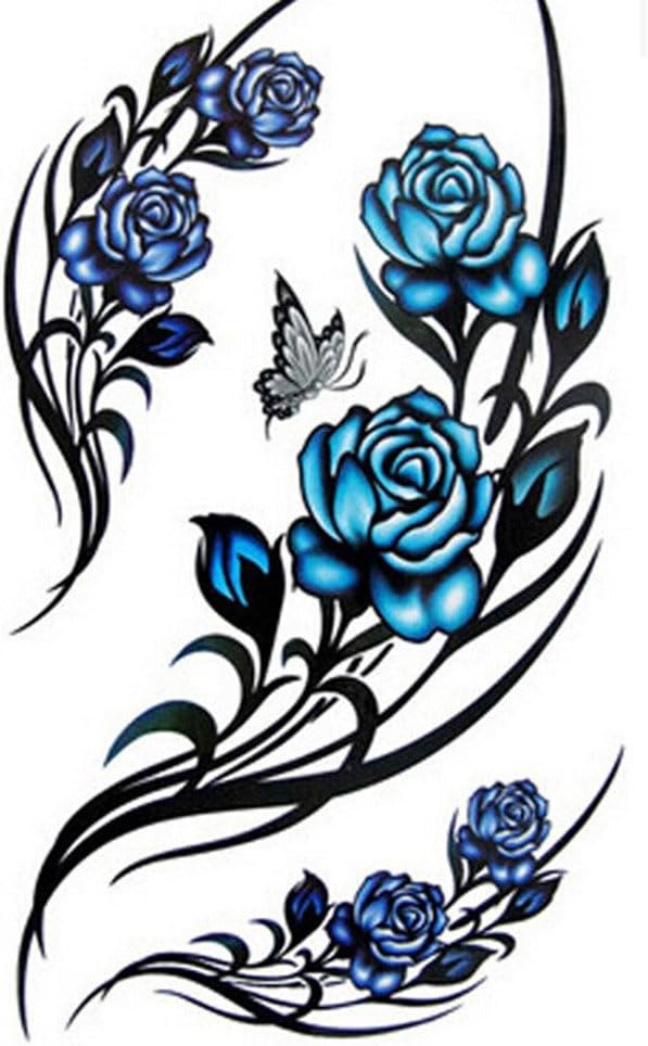 Velishy(TM) Rose Butterfly Sexy Elegant Waterproof Tattoo Sticker Body Art Sticker