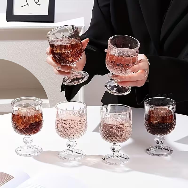 Image of PrimeWorld Premium Luxury Heavy Base Drinking Glasses Set of 6 - 180ml | Clear Tumblers for Water, Juice, Cocktails, Wine, Beer & Whiskey