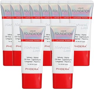 Glamza Phoera Foundation Full Coverage Makeup Set - 24 Hours Long Lasting Oil Control - Same Foundation Smarter Packaging - Incl. x10 30ml Foundation & Silicone Blender Sponge (104A Natural Beige)
