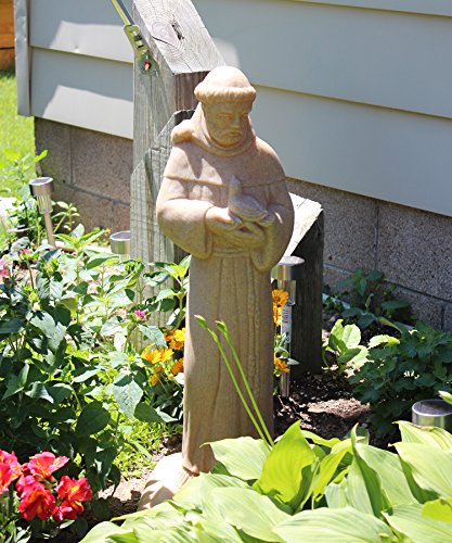 Emsco Group Saint Francis Statue – Natural Sandstone Appearance – Made Of Resin – Lightweight – 29” Height #TOP1