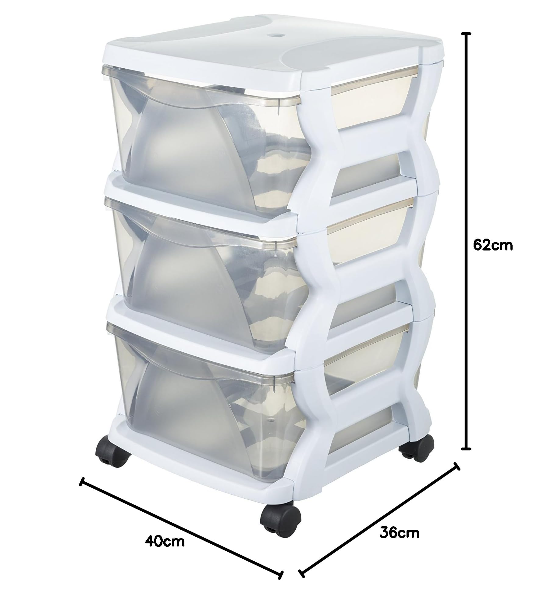 Bama 99002 Insieme Cassetti con Ruote, Bianco, 36 x 40 x 62 cm