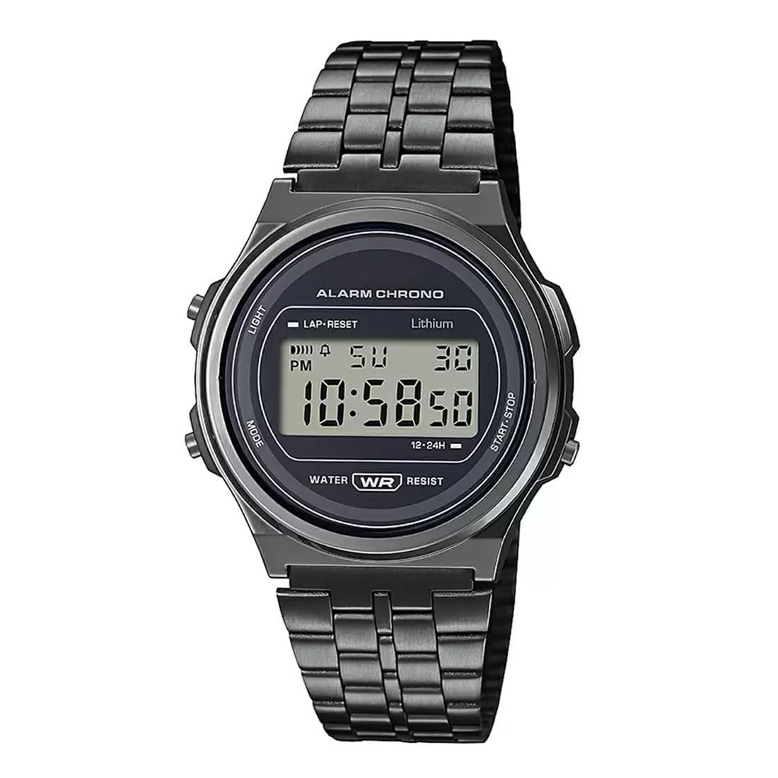 Shocknshop Digital Sports Round Dial LED Unisex Stainless Steel Strap Watch for Men and Womens -WCH86 (Black) (B0CJ78C74J) Amazon Price History, Amazon Price Tracker