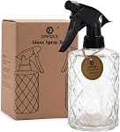 OFFIDIX Glass Spray Bottle, Pressure Watering Can, Indoor Plant Mister, Adjustable Nozzle, 0.4L/13.5oz Handheld Spray Bottle for Garden Plants Cleaning Solutions (Amaranth)