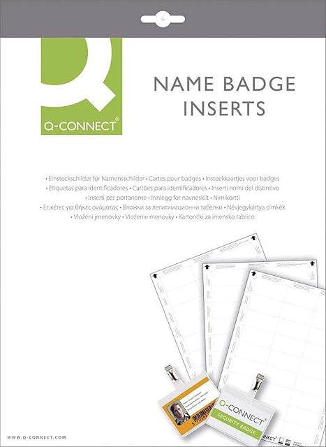Q-Connect 54 x 90 mm Name Badge Inserts 10 Per Sheet KF02289 - Pack of 25
