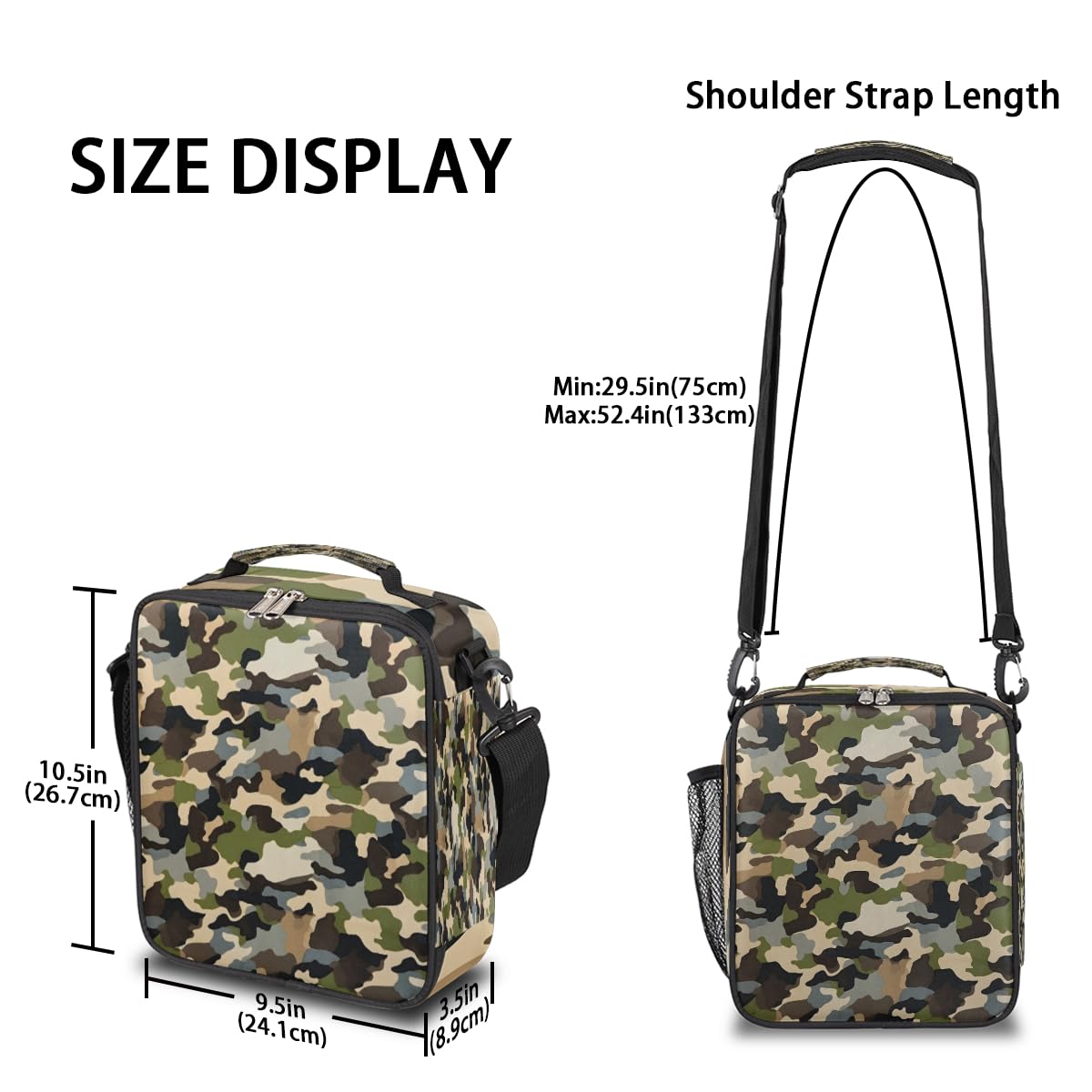 Pardick Military Camo Skin Women Lunch Bag Army Camouflage Insulated Lunch Box Mini Cooler Back to Work Thermal Meal Tote Kit Bento Tote Bags Thermal Lunchbox for Women Men: Home &