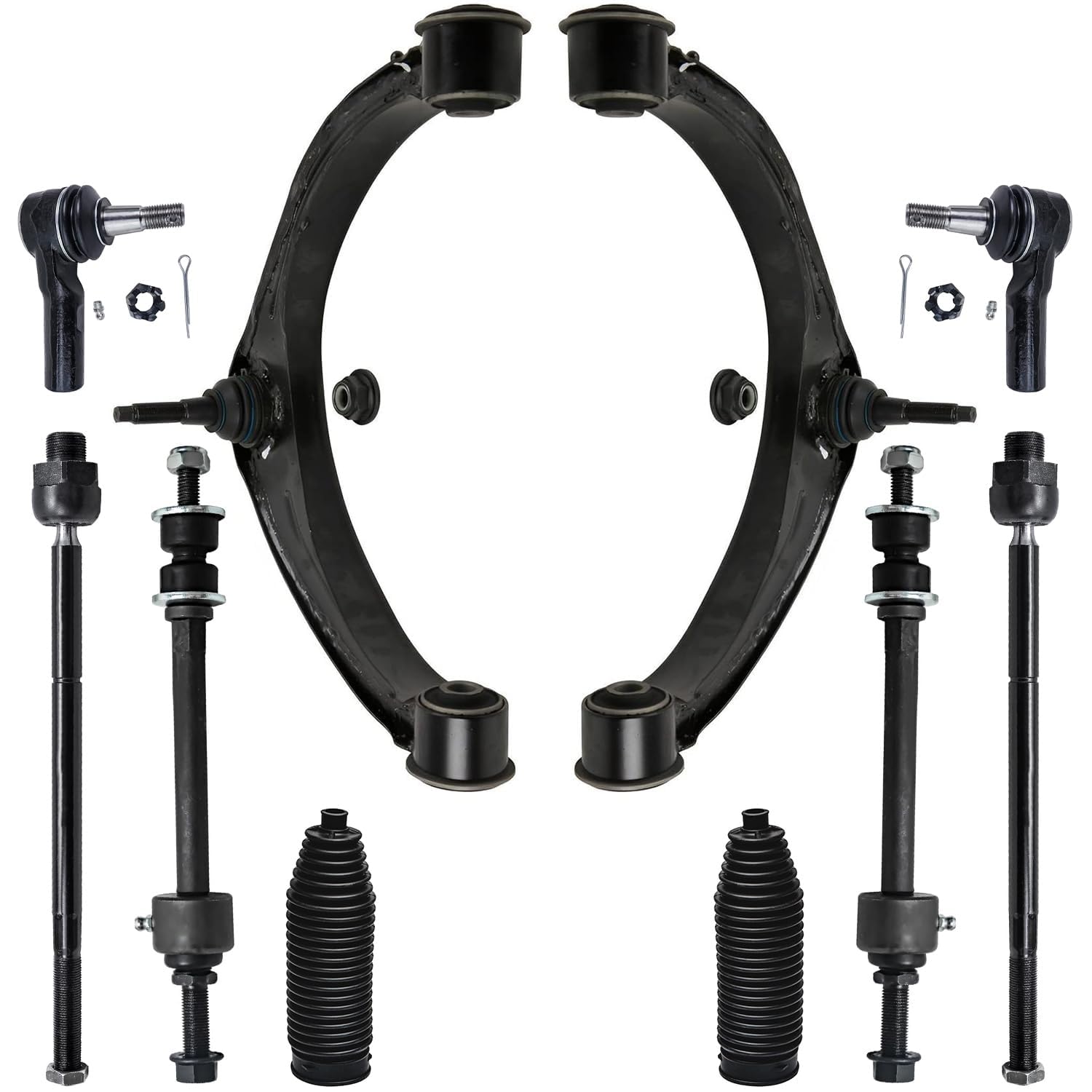 Detroit Axle - 4WD Front Upper Control Arms Ball Joints + Inner Outer Tie