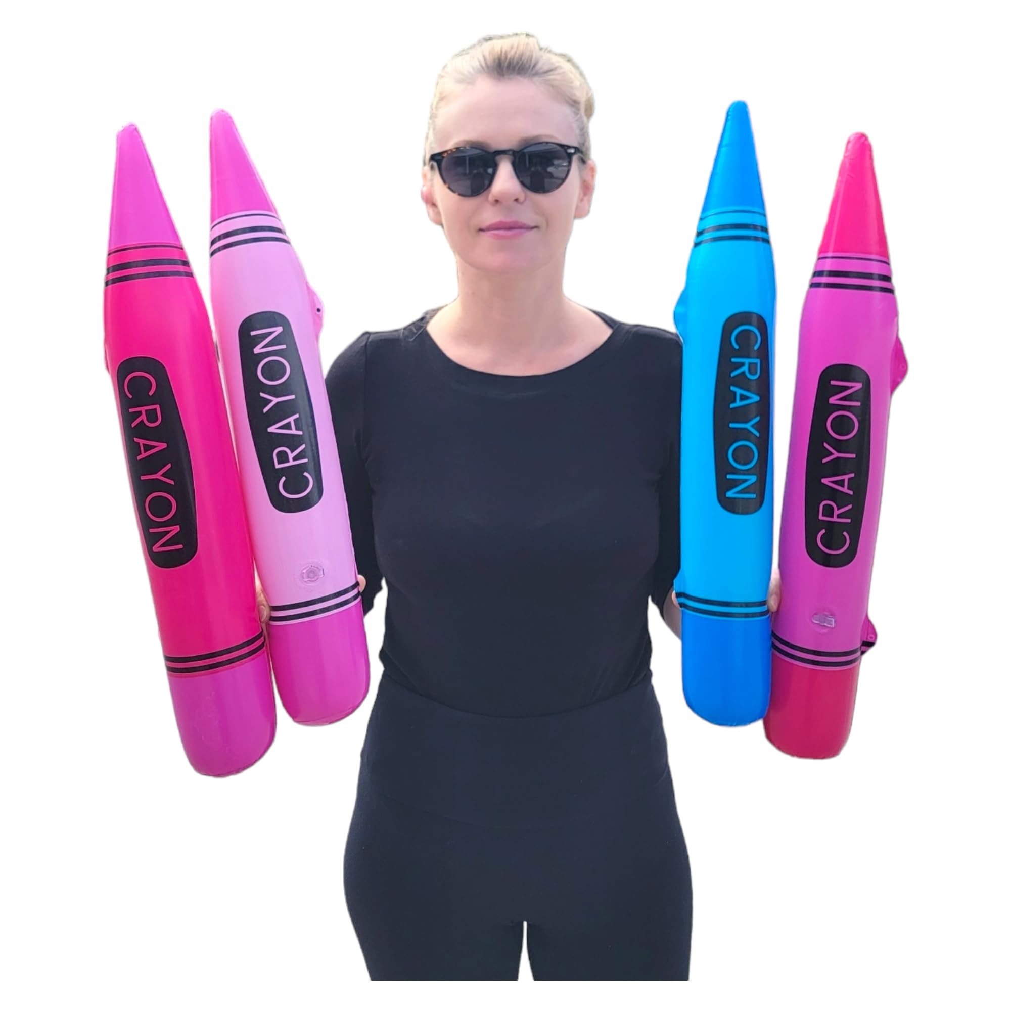 Zugar Land Colorful Inflatable Crayons - 24 Pack (20" x 3") Blow-Up Inflate Decoration Giant Prop For Birthday Party School Class Room Decor (20"