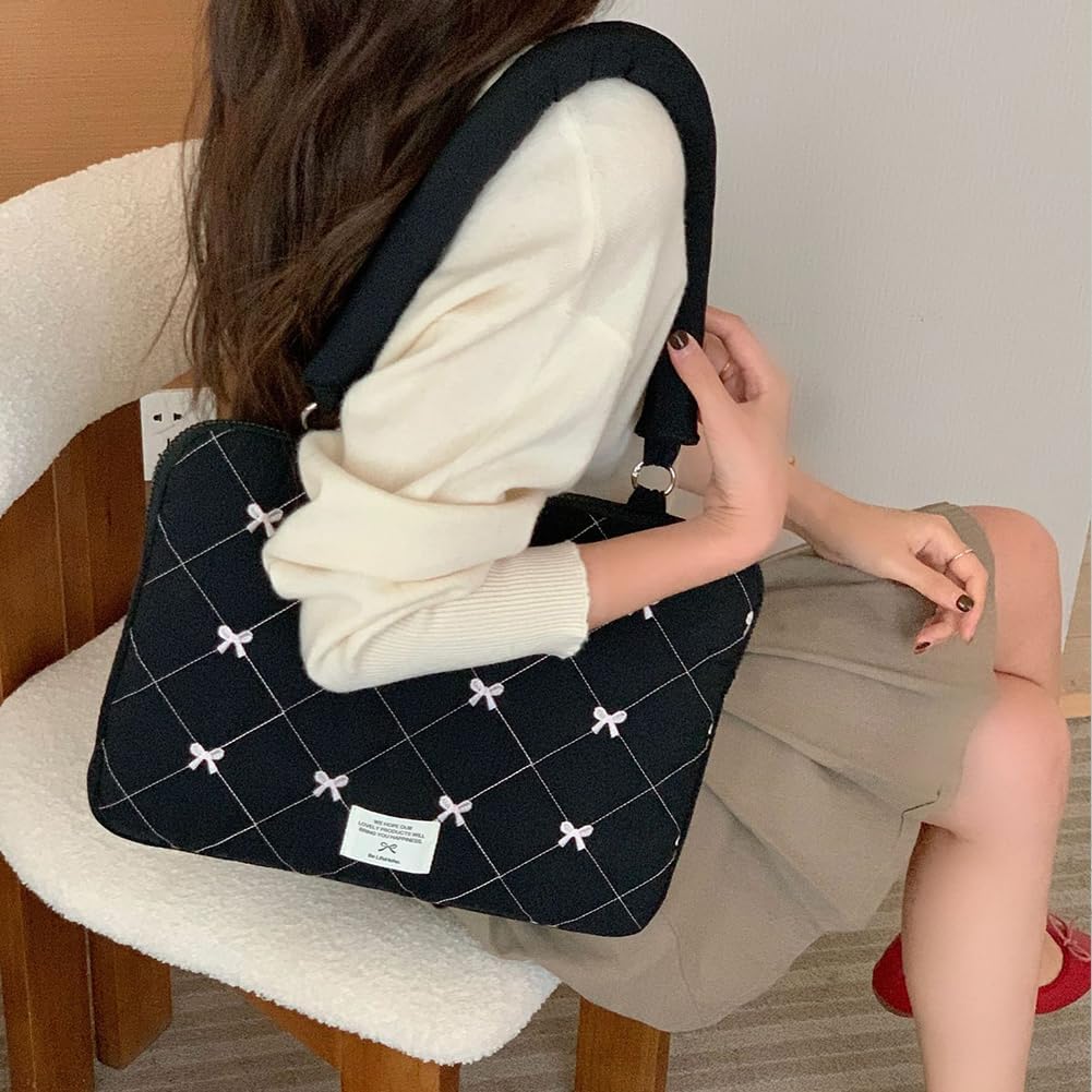 Cute Bow Laptop Case Coquette 13-15 Inch Puffy Laptop Sleeve Accessories Aesthetic Quilted Computer Bag for MacBook - Image 3