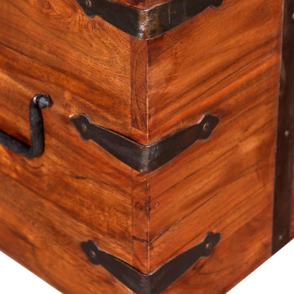 Juego de 2 cofres de madera maciza de acacia, miel, color marrón