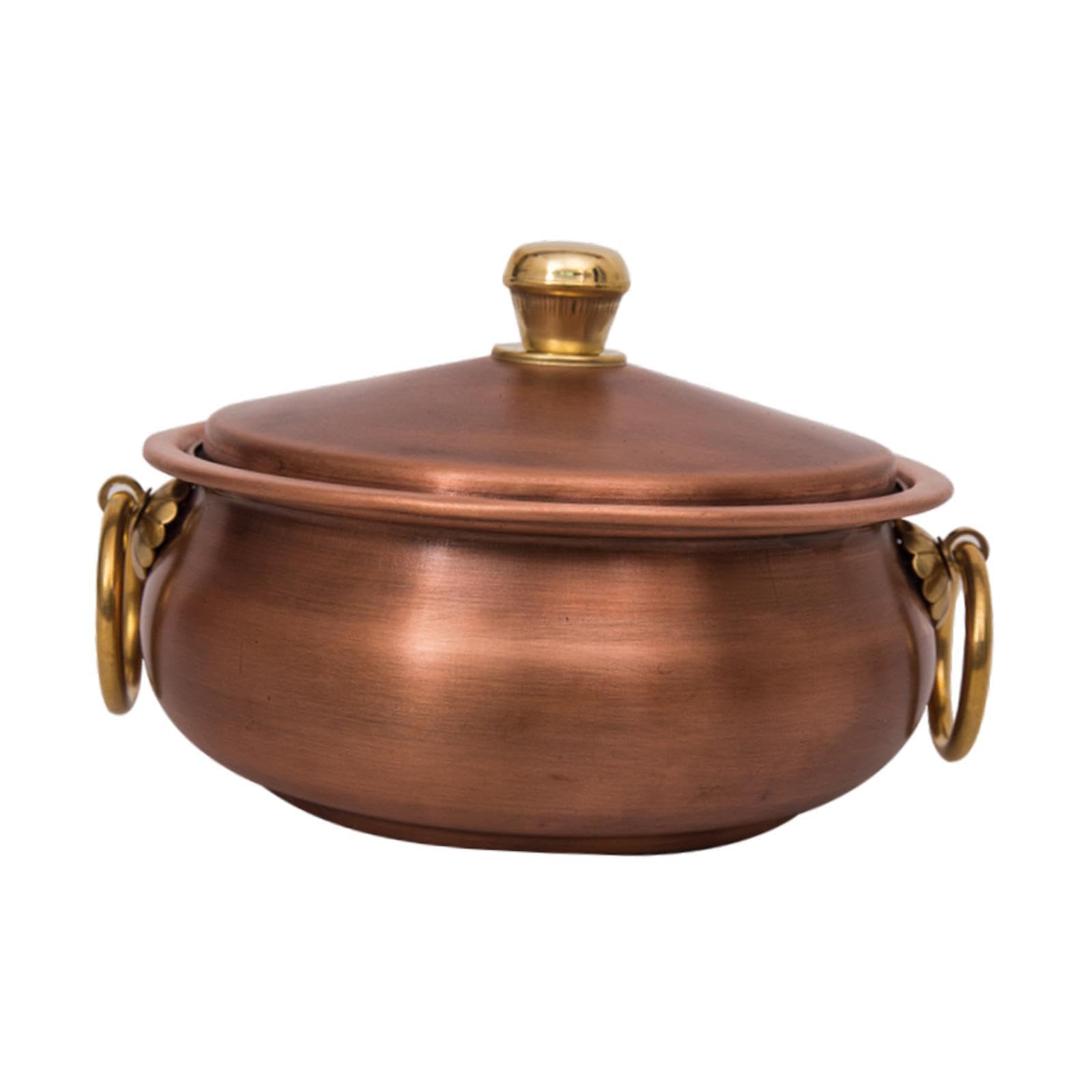 Perfeclan Kupfertopf, Kochgeschirr mit Deckel, Bratpfanne, Kupferkochtopf im Vintage-Stil, binauraler Topf für Picknick, Herd, Haushalt, Kochen zu Hause, 24 cm Durchmesser