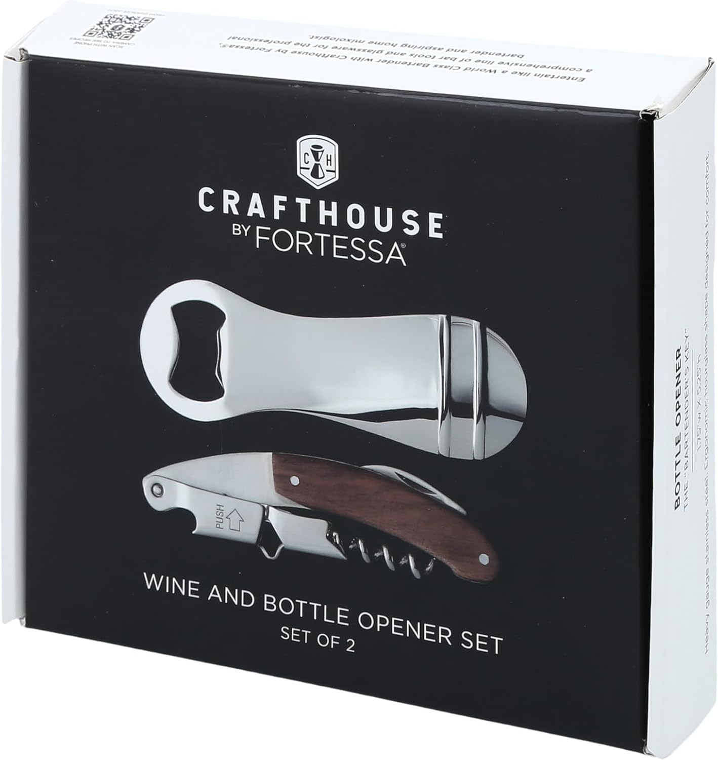 Crafthouse Signature Collection 18/10 Stainless Steel, 2 Piece Wine and Bottle Opener Set, Silver