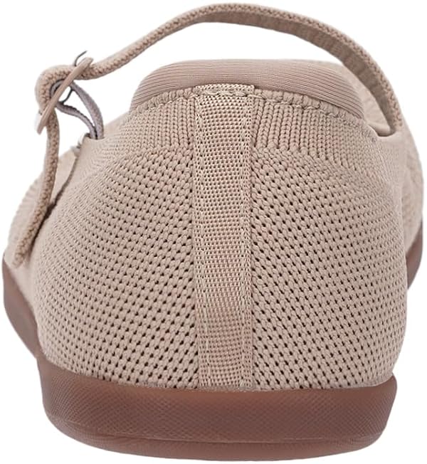 WHITIN Women's Barefoot Mary Jane Ballet Flats Shoes Wide Toe Box Size 6.5 Zero Drop Minimalist Knit Casual Walking Fashion Mesh Low Heel Washable Beige 37 by WHITIN - Image 3