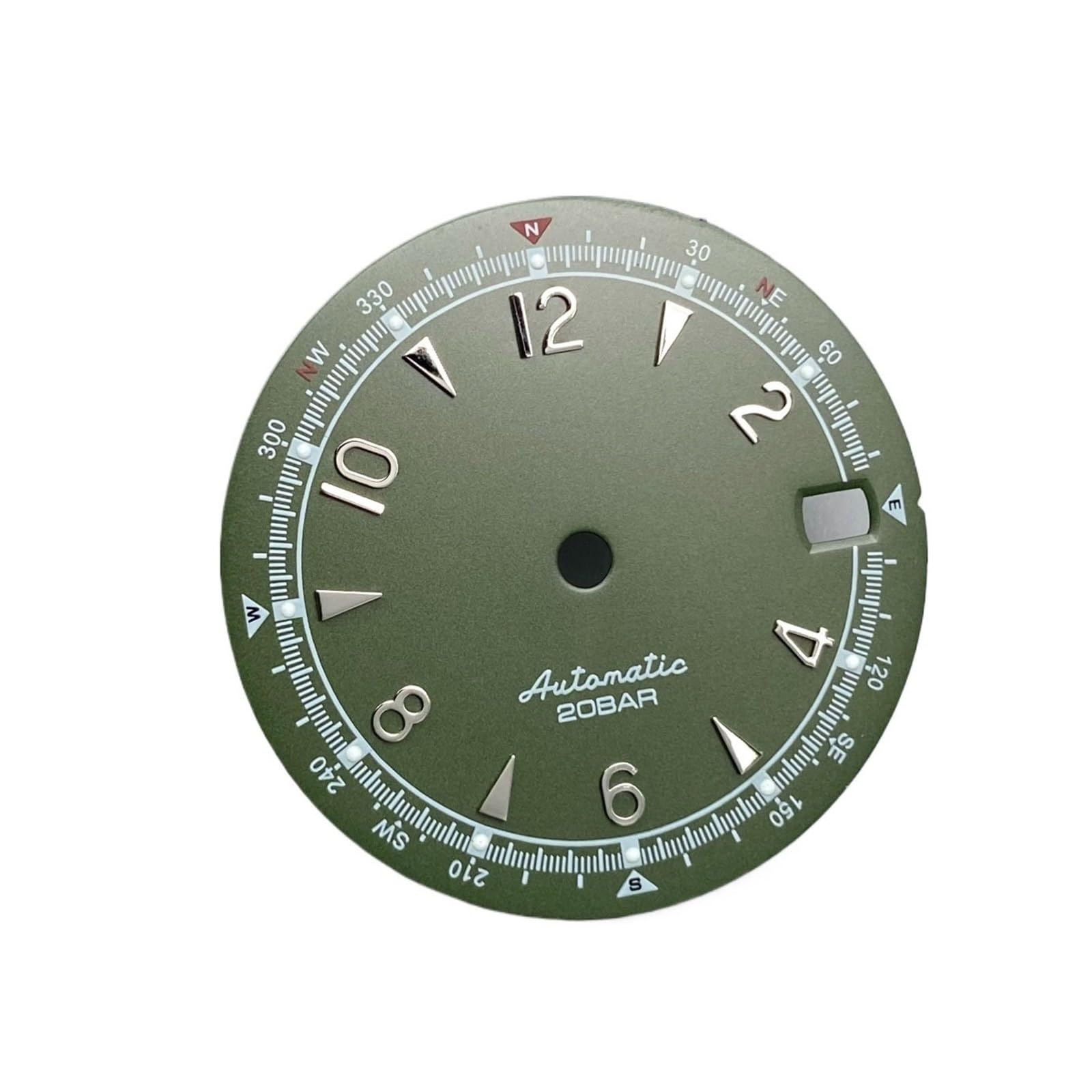 FDCSKINX 28.5mm Watch Dial Vintage Olive Green Luminous For SKX Mod No logo for NH35/4R Movement Replacement(Green Silver Mark)