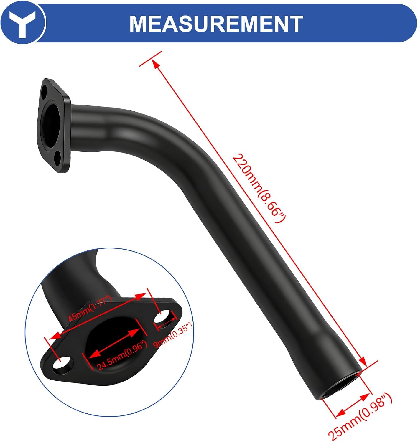 YOXUFA Performance 212 Exhaust Header Pipe Muffler Silencer Kit Compatible with Predator 212 224 196cc Engine Coleman Mini Bike CT200U-EX CT200U BT200X KT196 Baja Warrior MB200 Axis M200 Go Kart Parts