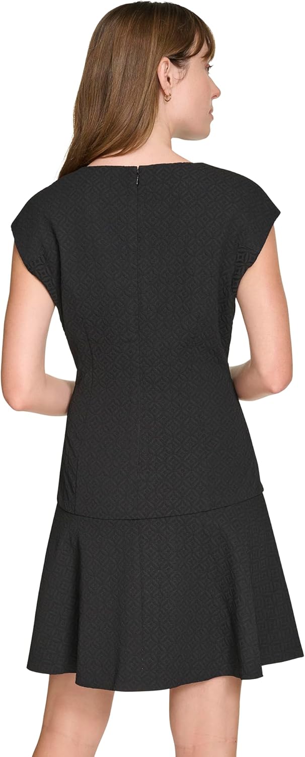 Tommy Hilfiger Womens Split Neck Flared Hem Fitted Through HIPS Sheath Dress - Image 4