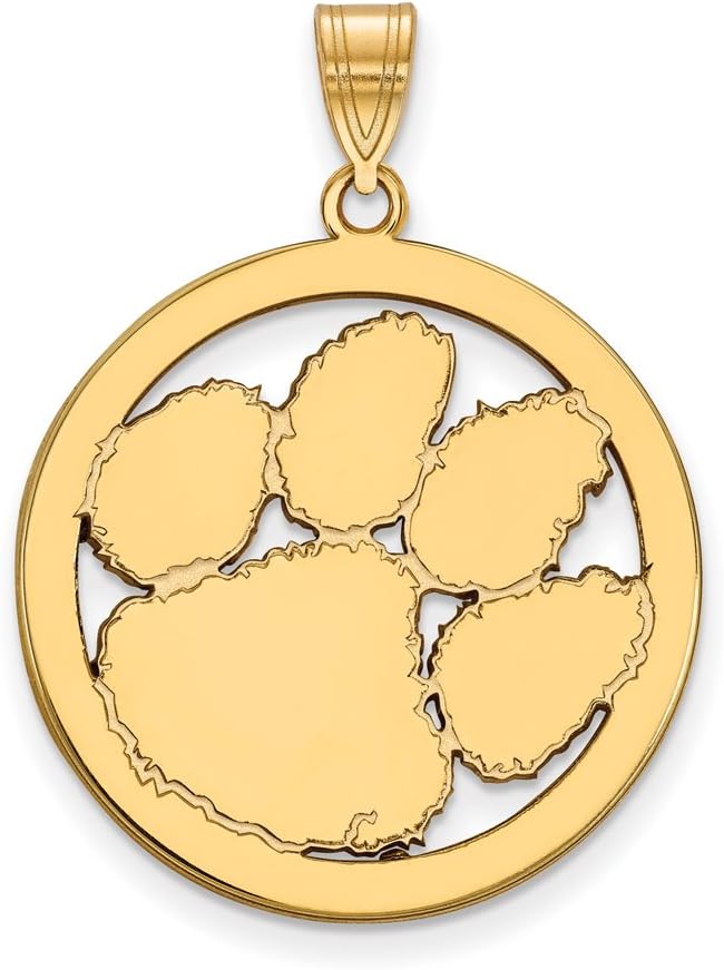 Clemson Large (3/4 Inch) Pendant in Circle (Gold Plated)