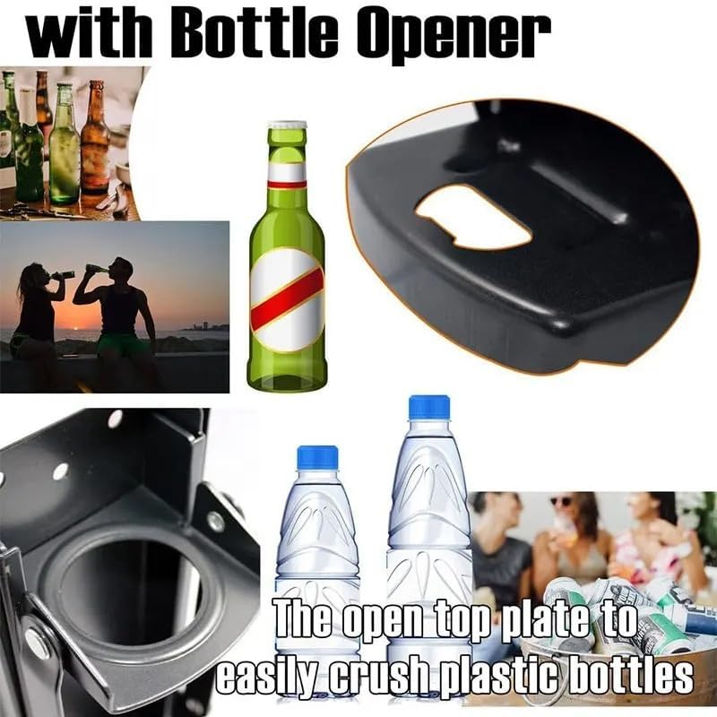 16 oz Heavy Duty Metal Can Crusher for Recycling Wall-Mounted Soda Beer Can Smasher with Built-In Bottle Opener(Black)