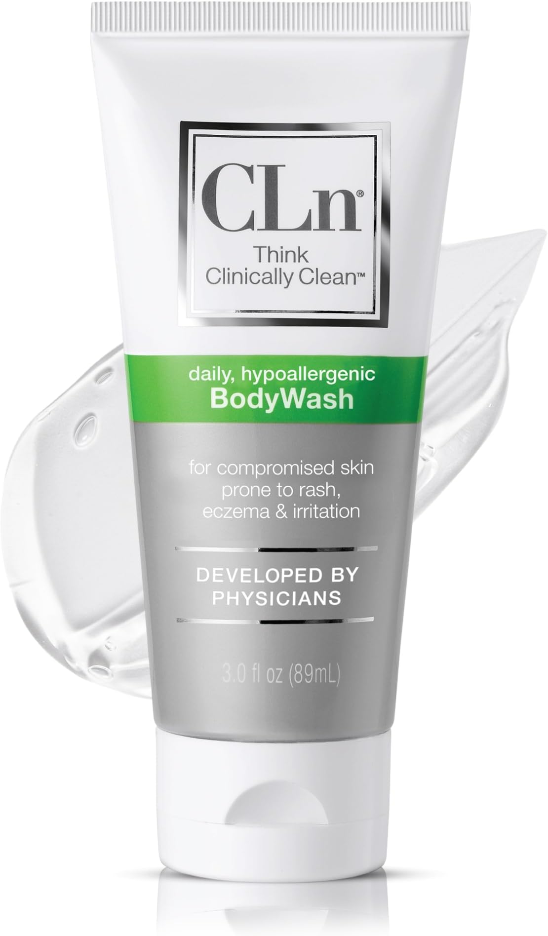 CLn® BodyWash –Non-Drying Body Wash Preserved with Sodium Hypochlorite, For Compromised Skin Prone to Eczema, Dermatitis, Rash & Hidradenitis Suppurativa, Fragrance-Free & Paraben-Free, 3 fl oz