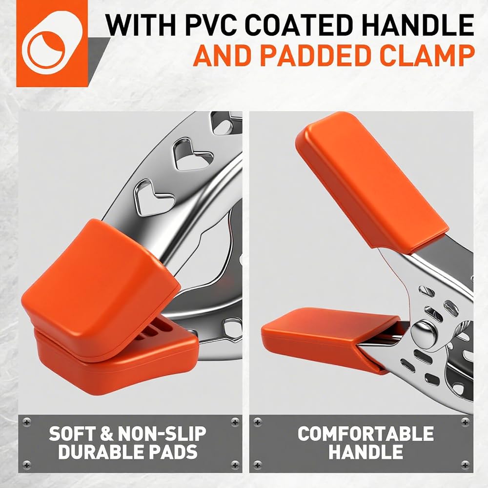 HORUSDY 8-Piece 4" inch Spring Clamp, Heavy Duty Spring Metal Spring Clamps, 1.5"-inch Jaw opening