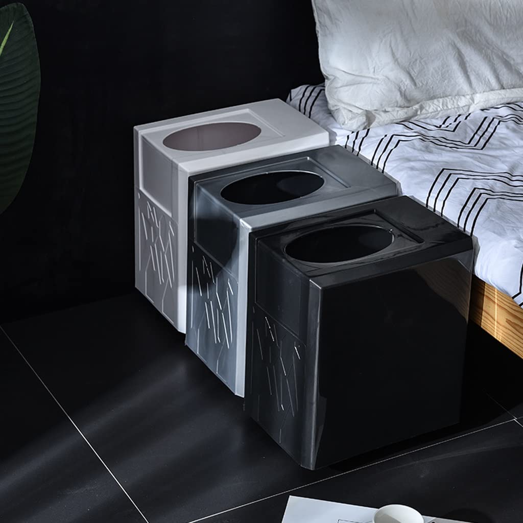 Cubo De La Basura Casa Bote de Basura, Cubo Escritorio plástico con polea, for cocinas, oficinas domésticas, dormitorios y escritorios Papelera Reciclaje(White)