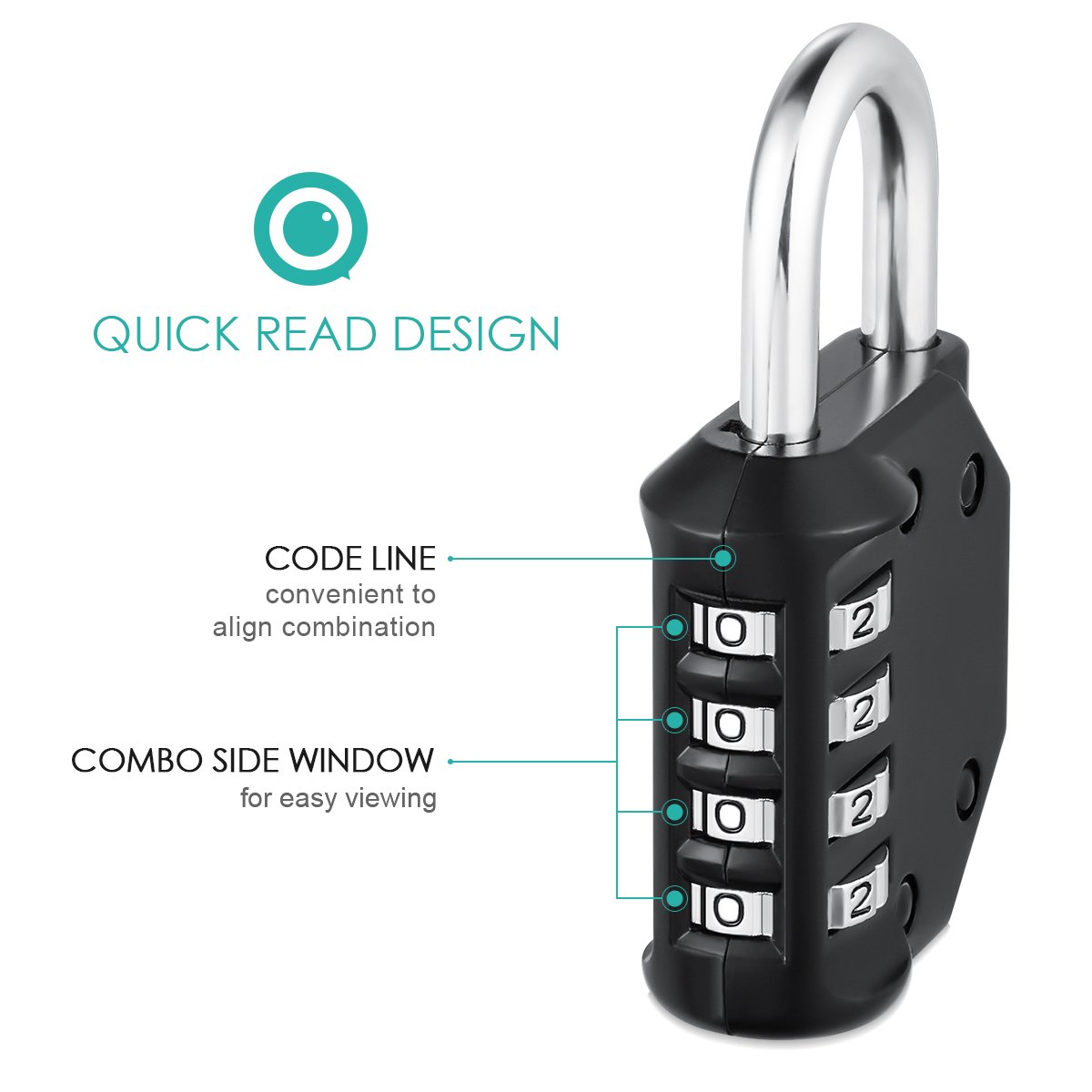 ORIA Lang hangslot, 2 stuks combinatieslot, 5-cijferig combinatieslot