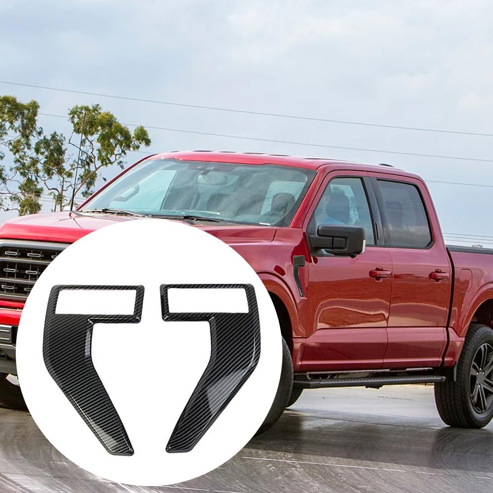 Car Fender Side Vents Fender Spoiler Decorative Stickers, Auto Exterior Air Flow Intake Hole Grille, Compatible with Ford F150 F150 2021-2023, Carbon Fiber Black