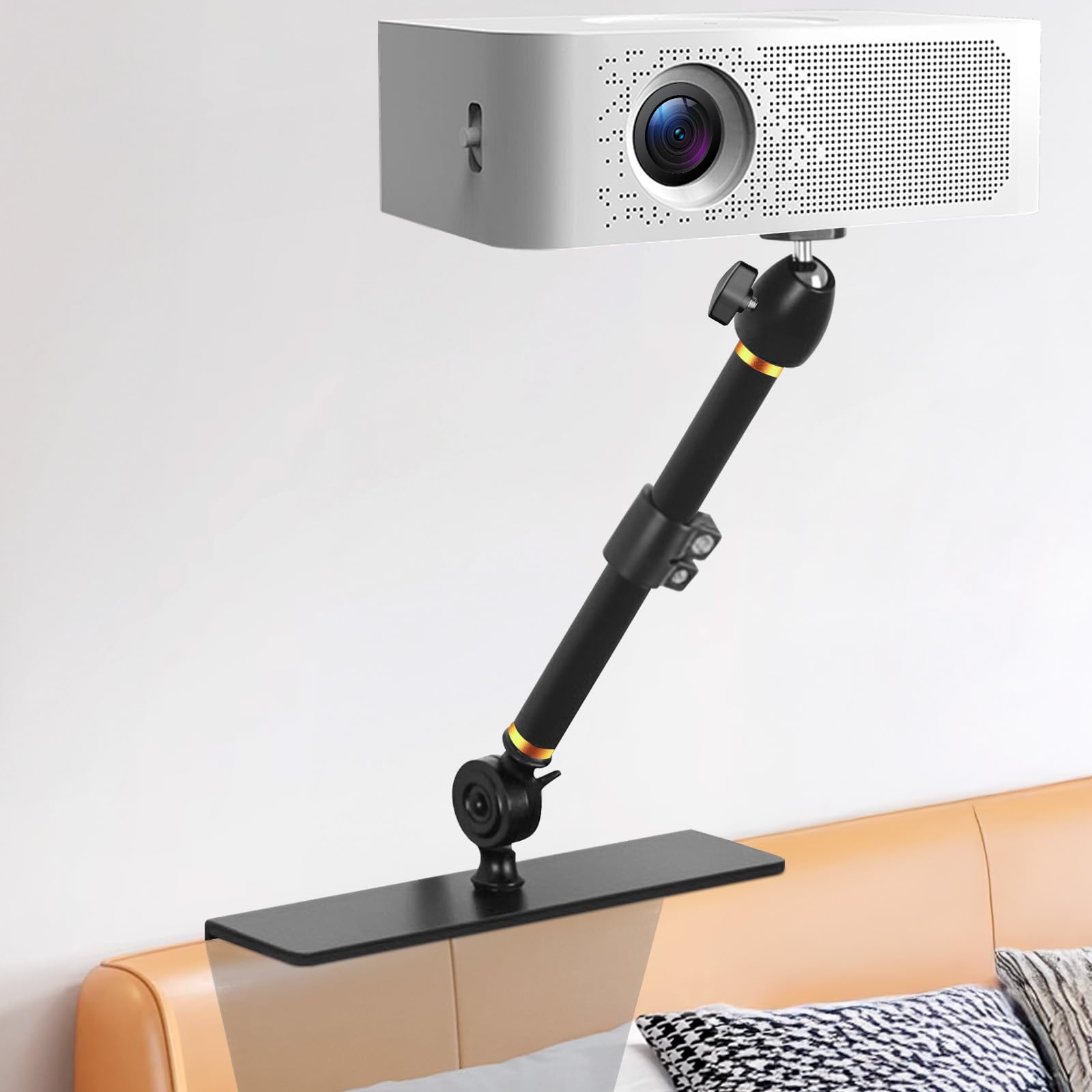 VexNook Projector Stand for Bed and Sofa - Adjustable Stand Length 33-45 CM, Invisible Installation, Angle Adjustble Bed Sofa Projector Mount, Compatible with 99% Projectors, XGIMI, Nebula, Epson...