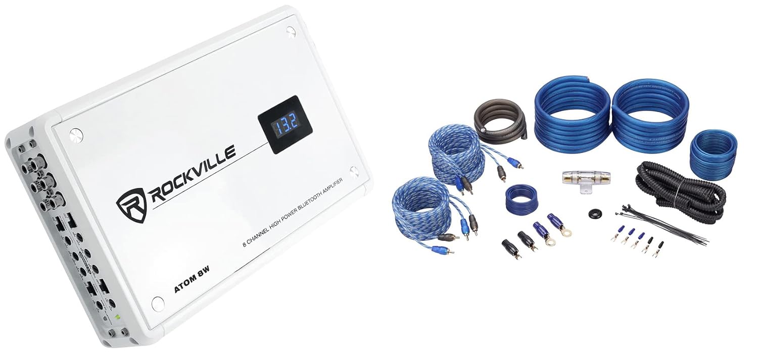 Rockville ATOM 8W 8 Channel 3500 Watt Marine/Boat Amplifier