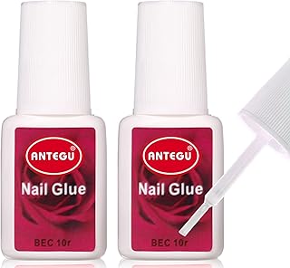 Nail Glue, Nail Glue Extra Strong with Brush, 20g Nail Glue for Acrylic Nails, Quick Dry Adhesive Bond Glue Brush On Nails Glue for Stick on Nails Long-Lasting Nail Glue for Fake Nails Gel 10g x2