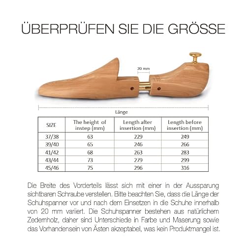 Schuhdehner Cocciné Schuhspanner aus Zedernholz für Schuhgröße 45-46