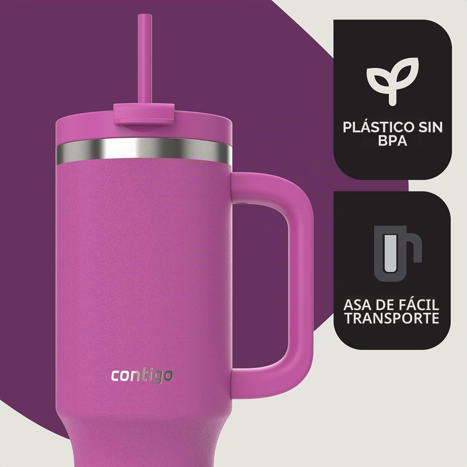Contigo Streeterville Tumbler Vaso Térmico con Pajita | Frío 29h | 1200 ml