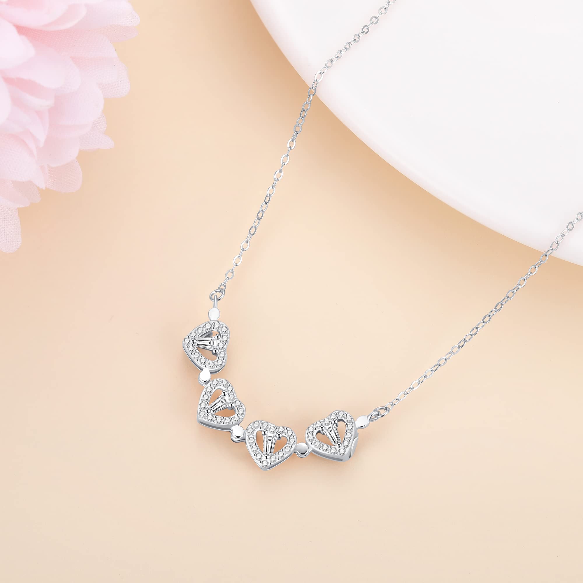 Jrêveinfini Quadrifoglio Collana Donna Bambina Argento Sterling 925 Con Portagioie, Idea Regalo Natale 2023, Compleanno Mamma Nonna, Regolabile 40 + 5 cm