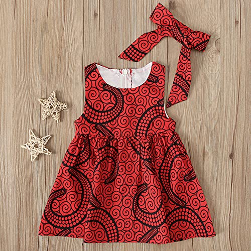 Traditional Outfits Toddler Girls Headband Princess Dashiki Dresses African School Clothes Girls (Red, 6-12 Months) #TOP4