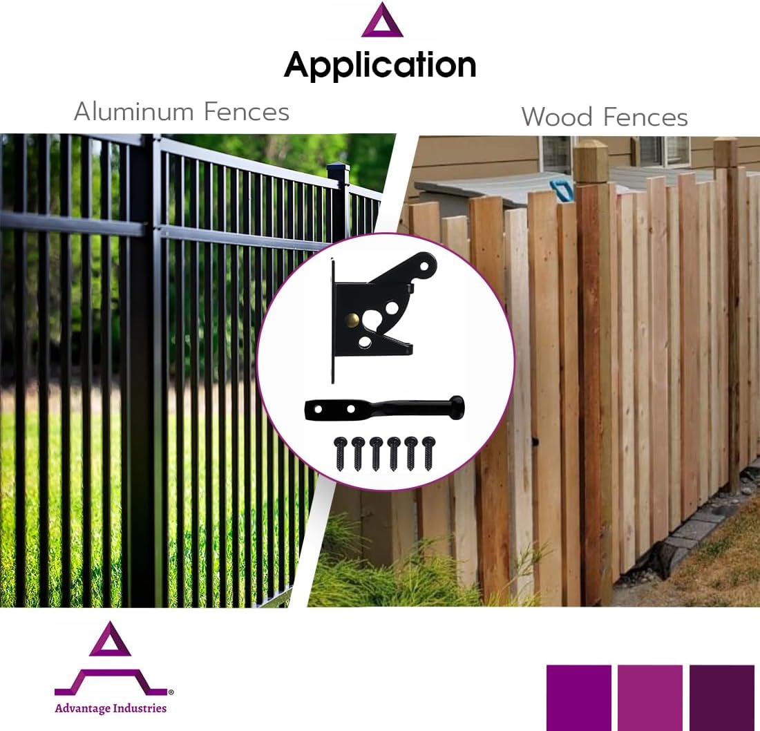 Advantage Industries Steel Gravity Latch | for Wood Fences | Zinc-Plated Steel with Powder-Coated Paint | Pad-Lockable & Reversible | Bronze (AD2014)