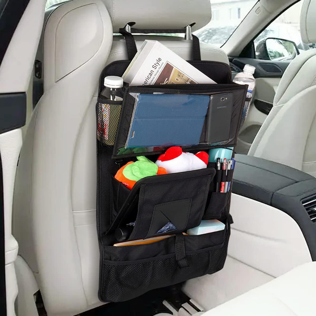 Tsumbay Universal Car Back Seat Organizer - Waterproof, Durable Oxford Cloth - Easy Installation, Seat Protection, Large Capacity - For Tablets, Mobile Phones, Magazines and More
