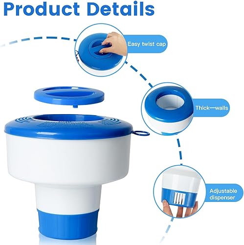 Miniatura 3 de Flotador de cloro para piscinas con tabletas de 3 pulgadas, flotador de tabletas de cloro de 7 pulgadas de diámetro con respiraderos de flujo