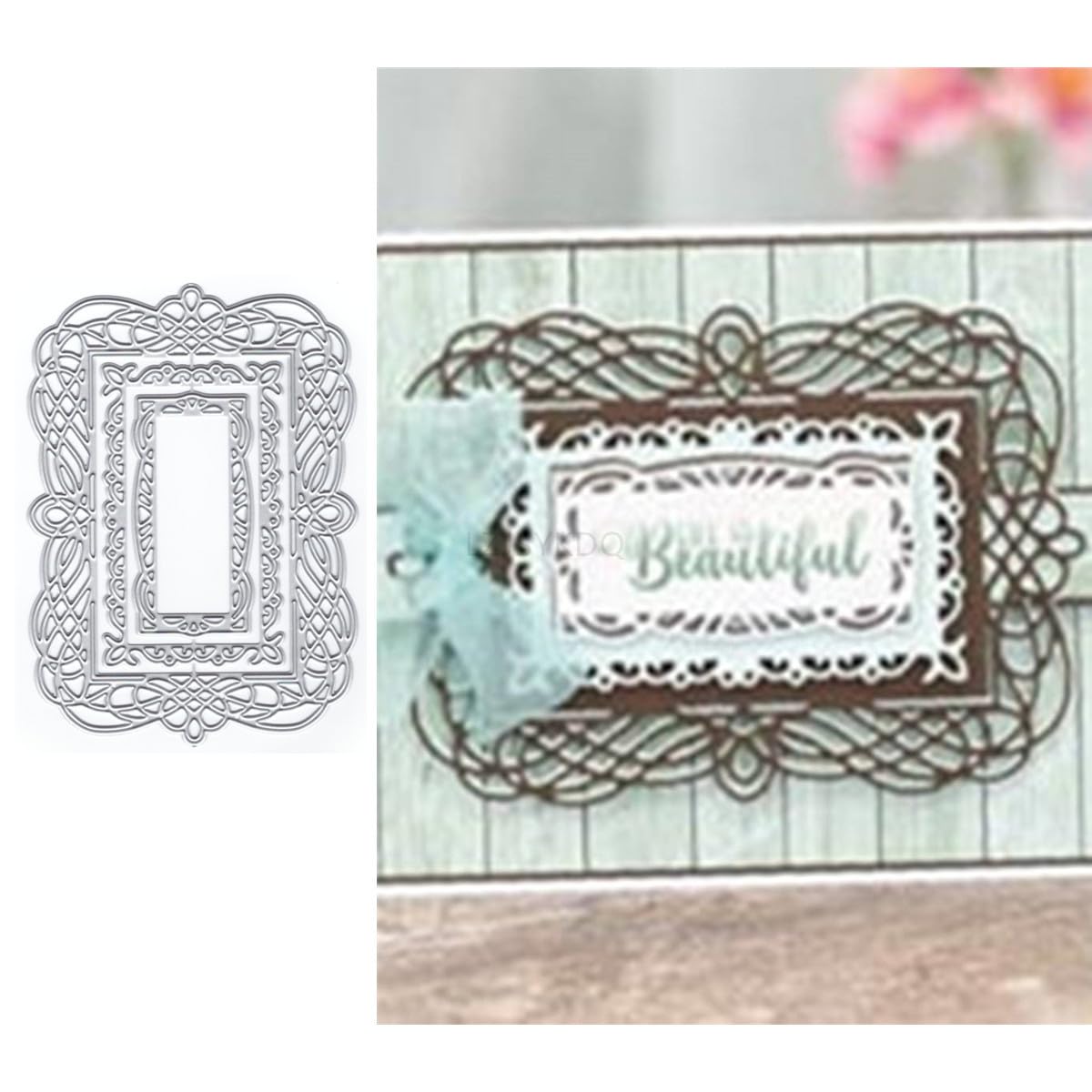 Laciness Die Cuts for Card Making, Square Border Metal Cutting Dies for Paper Scrapbooking, DIY Stencils for Album Party Wedding Festivals Decoration — image 1