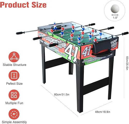 Miniatura 7 de IFOYO - Mesa de juego múltiple para niños, juego de arcada combinado para el hogar, sala de juegos, sala de recreo con billar, hockey aéreo,