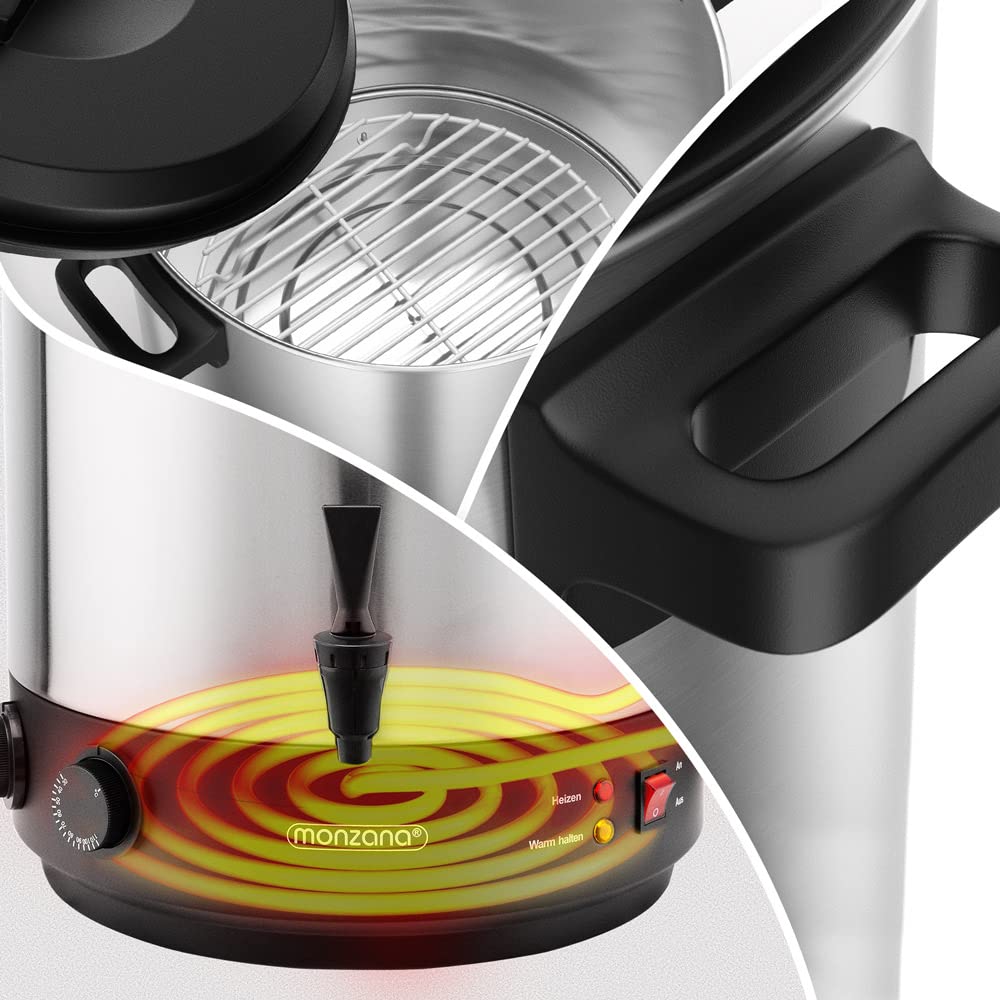 MONZANA® Distributeur de boissons chaudes 28L Stérilisateur de bocaux électrique en inox avec robinet et minuterie 1800W