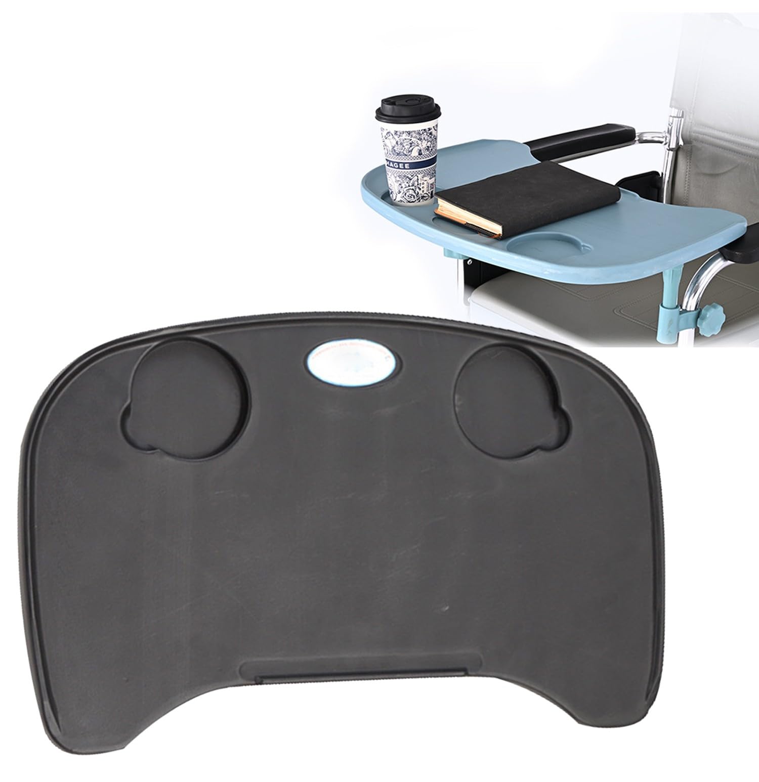 Bandeja Portátil para Silla De Ruedas, Mesa con Portavasos, Accesorios Duraderos para Sillas De Ruedas, Mesa Extraíble Adapta A Brazos De Silla De Ruedas De 16 A 20 Pulgadas