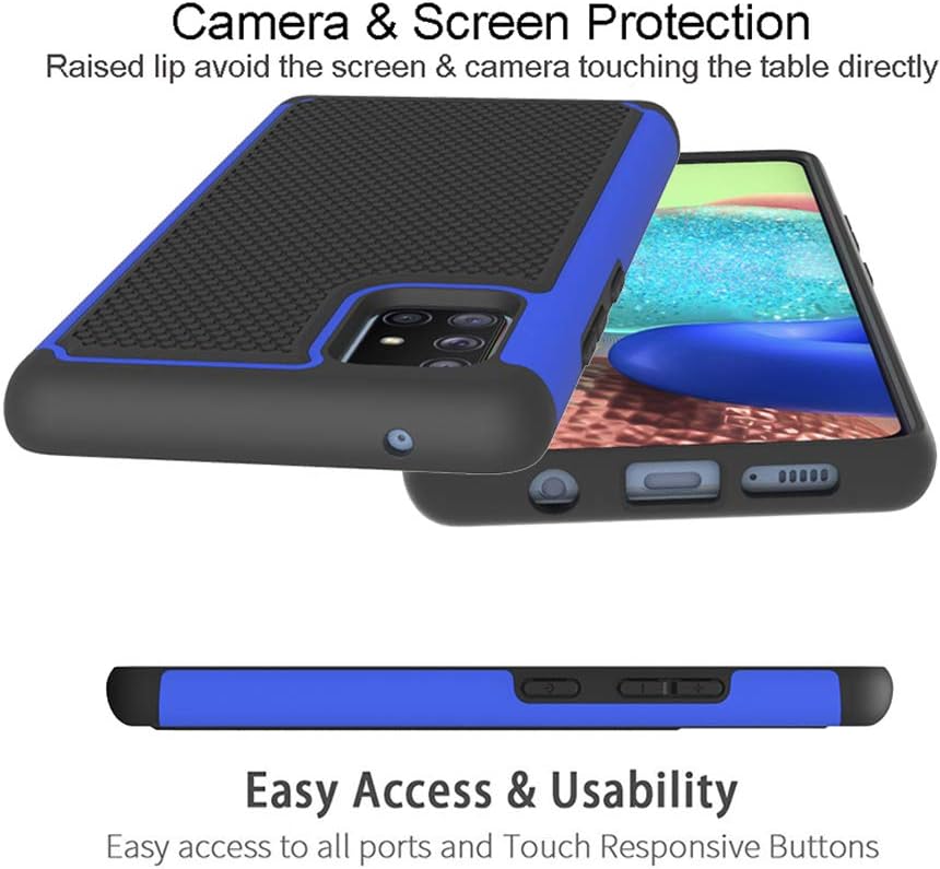 Dahkoiz Case for Samsung Galaxy A71 5G Case with Tempered Glass Screen Protector[2 Pack],Drop Protection Armor Defender Cover Dual Layer Hybrid Protective Phone Cases for Samsung Galaxy A71 5G, Blue