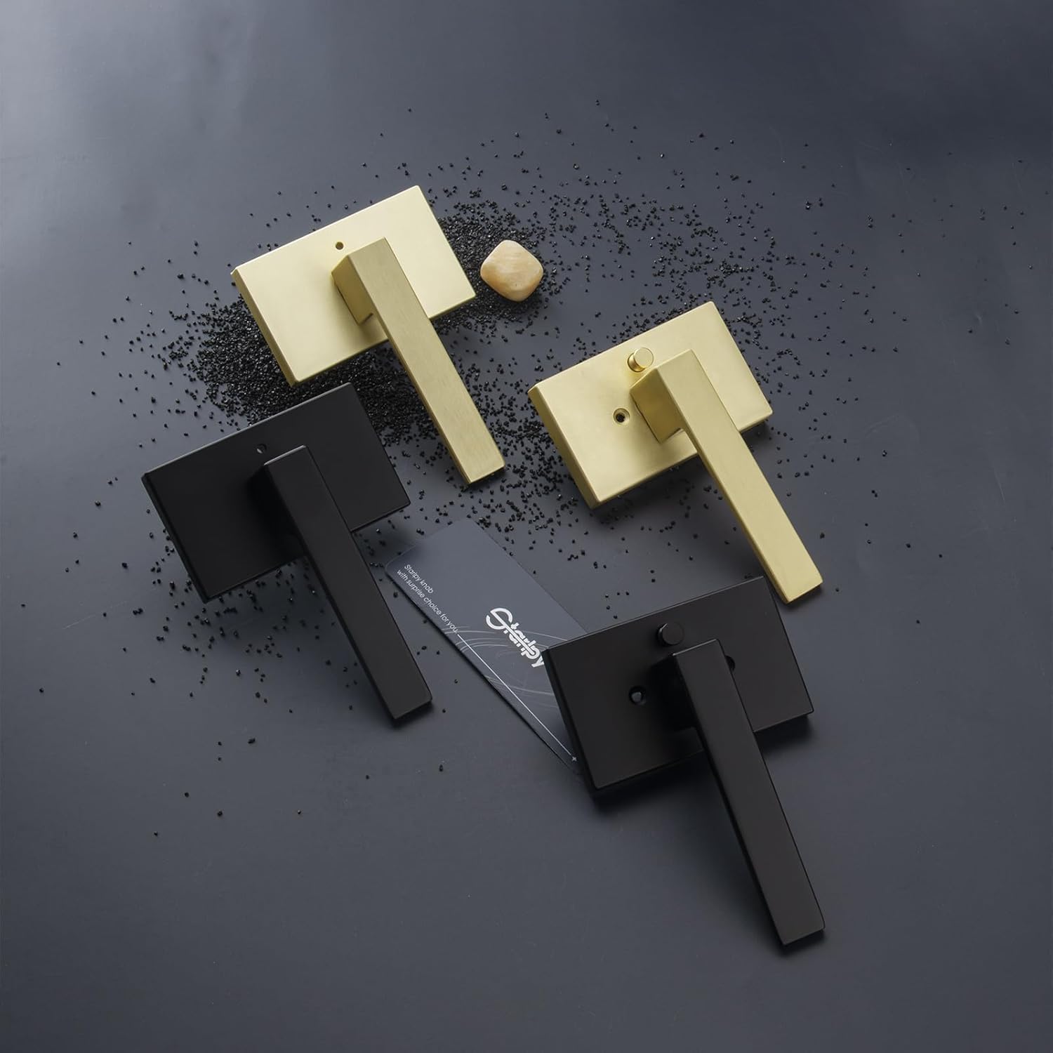 Gold Door Handle Interior,Privacy Door Handles for Bathroom, Satin Brass Heavy Duty Door Lever