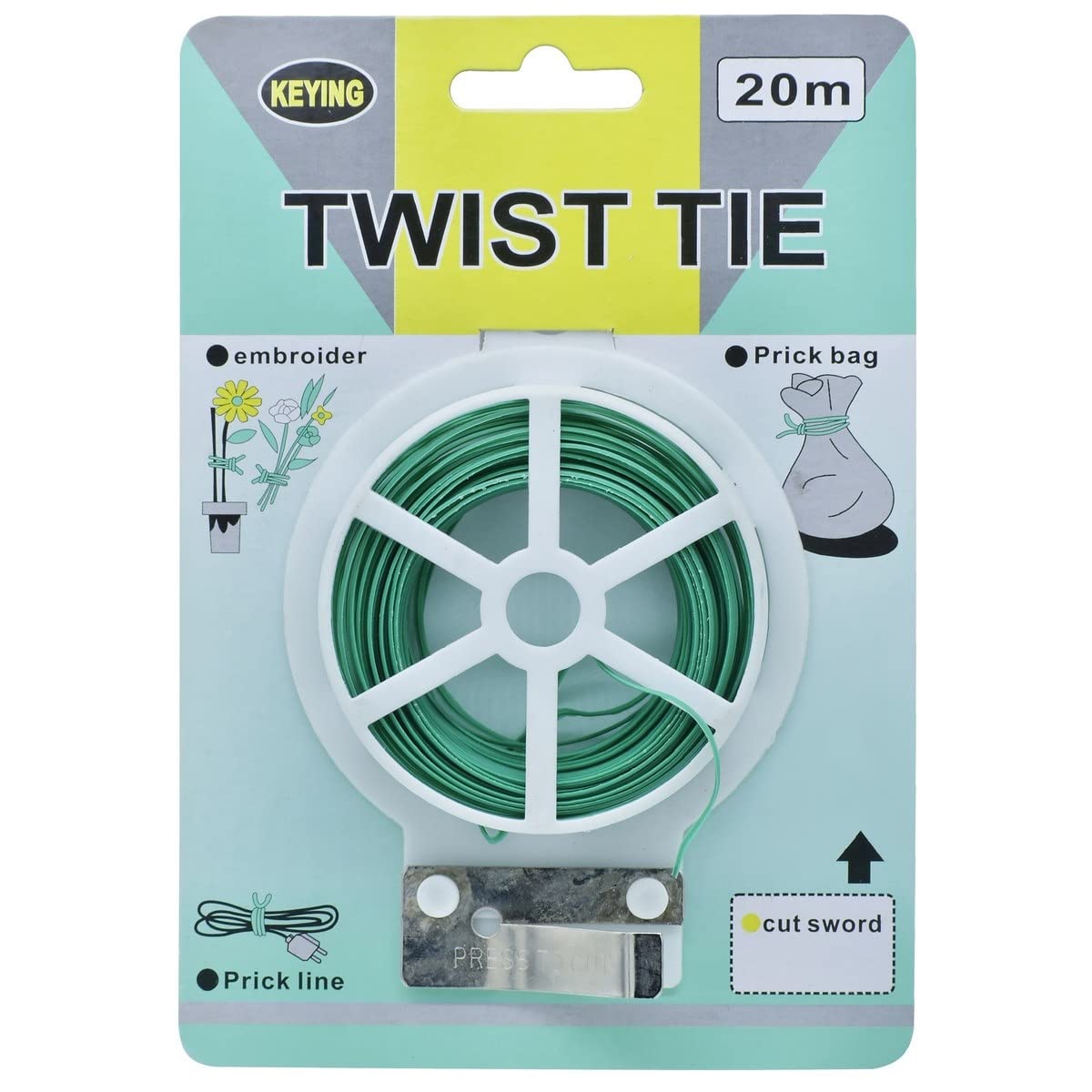 53 Arts Garden Twist Tie Wire Spool (20m) with Cutter for Garden Yard