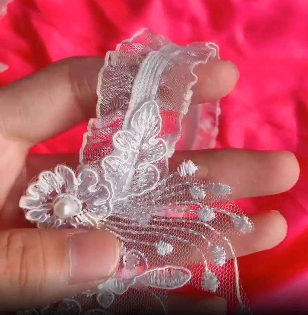 Lace Wedding Garter Set for Bride Appliques Pearls Bridal Prom Stretchy Leg Garters 2-piece