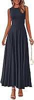 PRETTYGARDEN Women's Sleeveless Crewneck A-Line Maxi Dress 2026 Spring Summer Flowy Stretch Tank Dress
