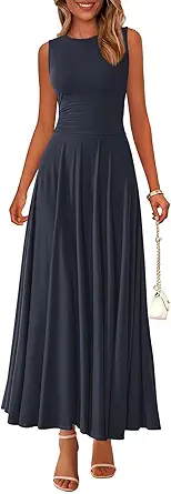 PRETTYGARDEN Women's Summer Dresses 2026 Casual Sleeveless Crewneck A-line Maxi Dress