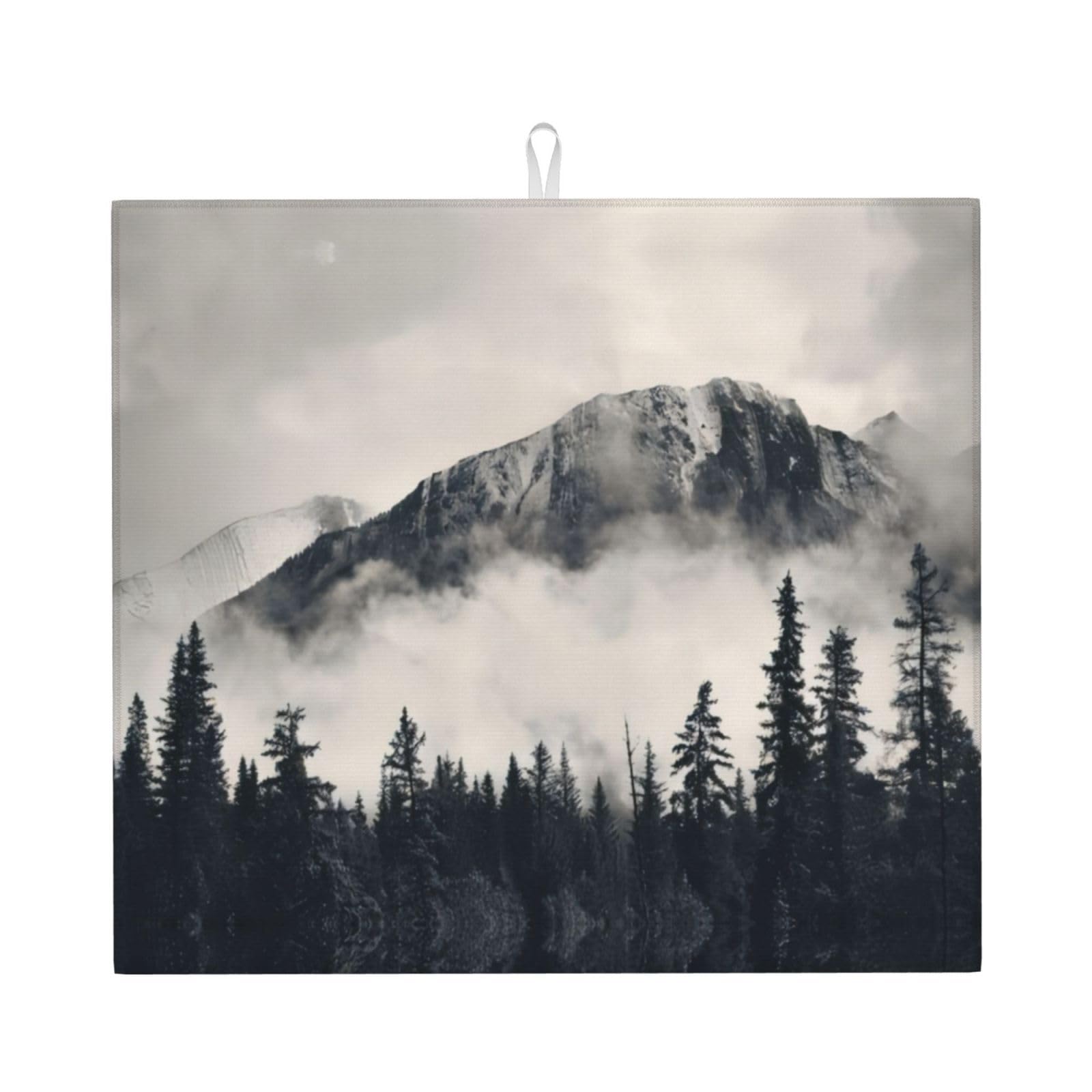 Yyhwhjde Black Canadian Smokey Mountain Cliff Prints Kitchen Drying Mat – Absorbent Dish Throw For Countertop, Non-Slip Quick-Dry Layer With Vibrant Prints, Ideal For New Home Gift